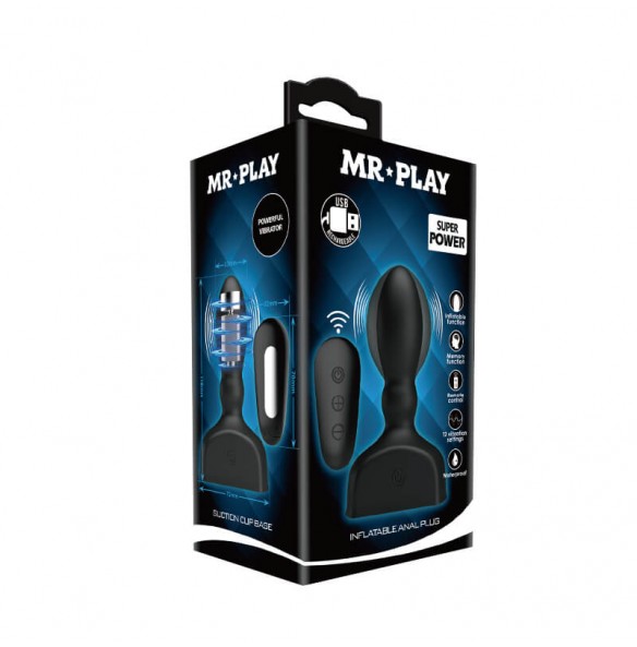MR PLAY - Remote-Controlled Inflatable Vibrating Anal Plug (Chargeable - Black) MR PLAY - Remote-Controlled Inflatable Vibrating Anal Plug (Chargeable - Black)